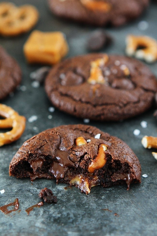 Chocolate Salted Caramel Pretzel Cookies Recipe