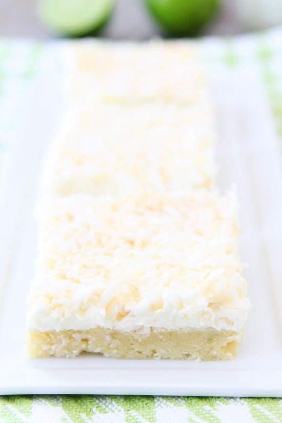 Coconut Lime Sugar Cookie Bars Recipe on twopeasandtheirpod.com The BEST sugar cookie bars! #cookies