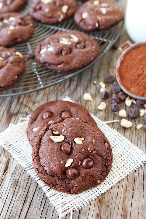 Double Chocolate Hazelnut Cookies with Sea Salt Recipe Double Chocolate Hazelnut Cookies with Sea Salt Recipe on twopeasandtheirpod.com These cookies are DIVINE! Make a batch today!