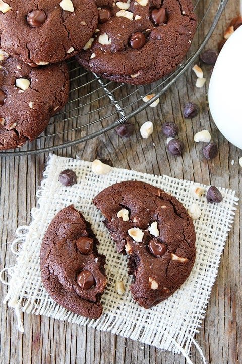 Double Chocolate Hazelnut Cookies with Sea Salt Recipe Double Chocolate Hazelnut Cookies with Sea Salt Recipe on twopeasandtheirpod.com The BEST cookies ever!
