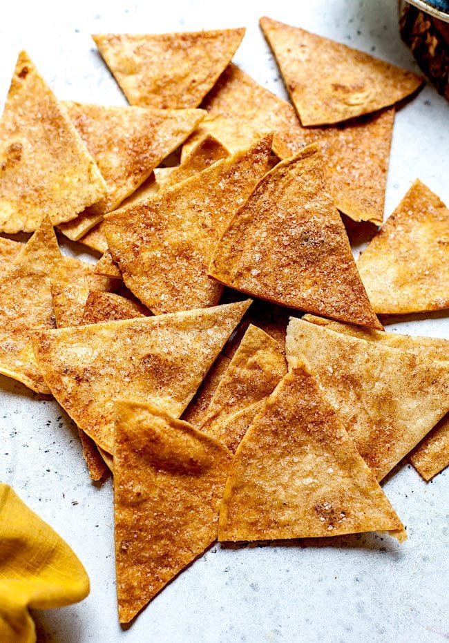 Cinnamon sugar tortilla chips.