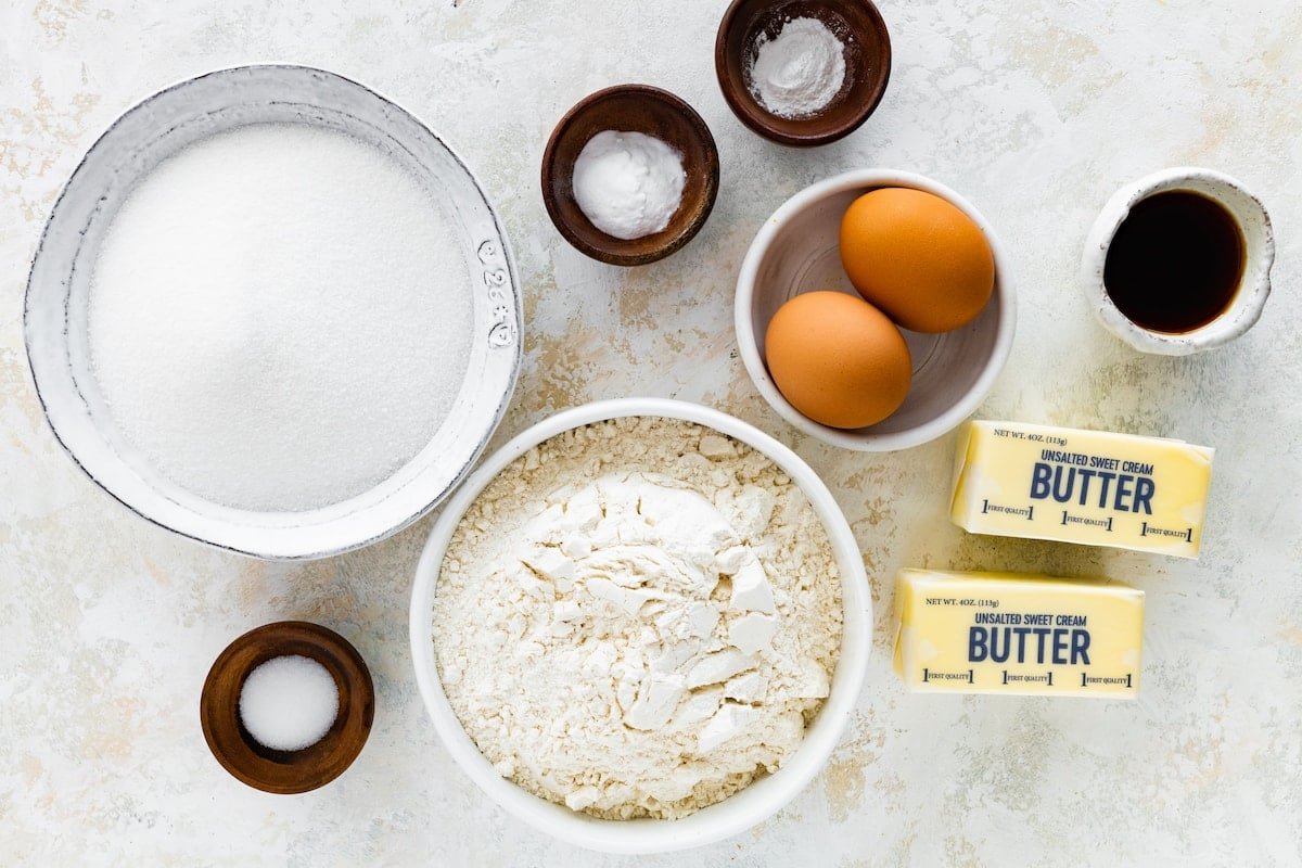 ingredients to make brown butter sugar cookies.