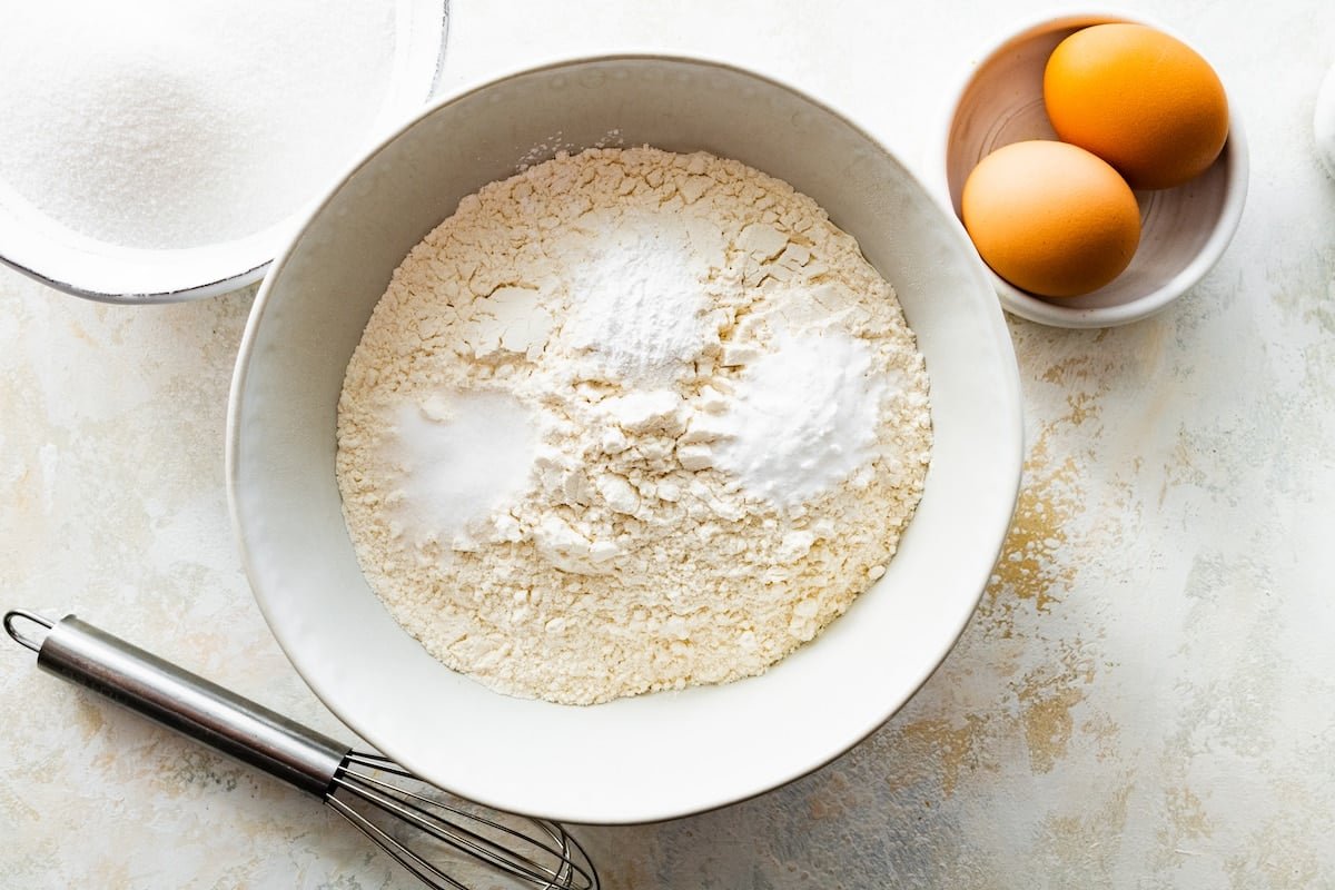 dry ingredients in mixing bowl.