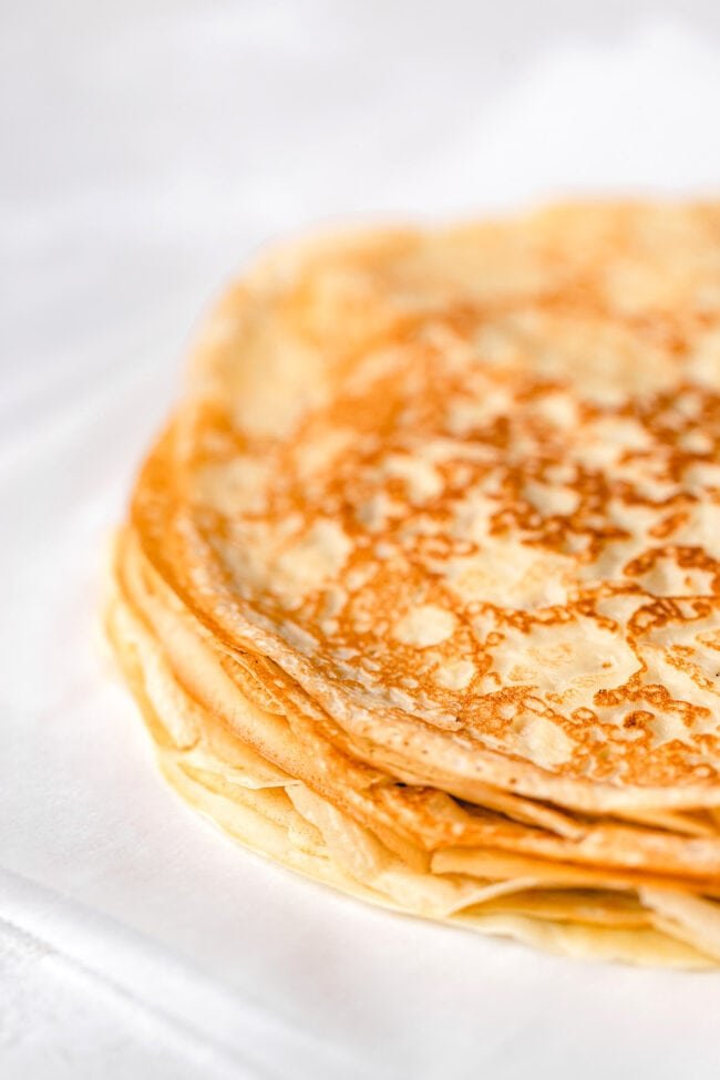 a stack of crepes.