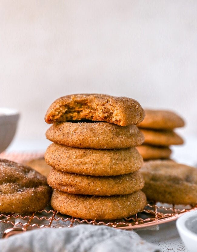 soft and chewy brown butter biscoff snickerdoodles