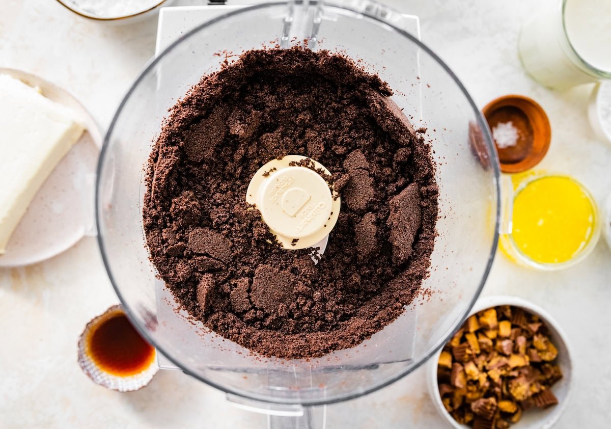 crushed Oreos in food processor.