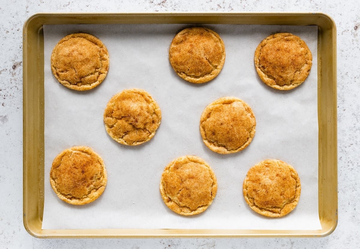 toffedoodles on baking sheet with parchment paper.