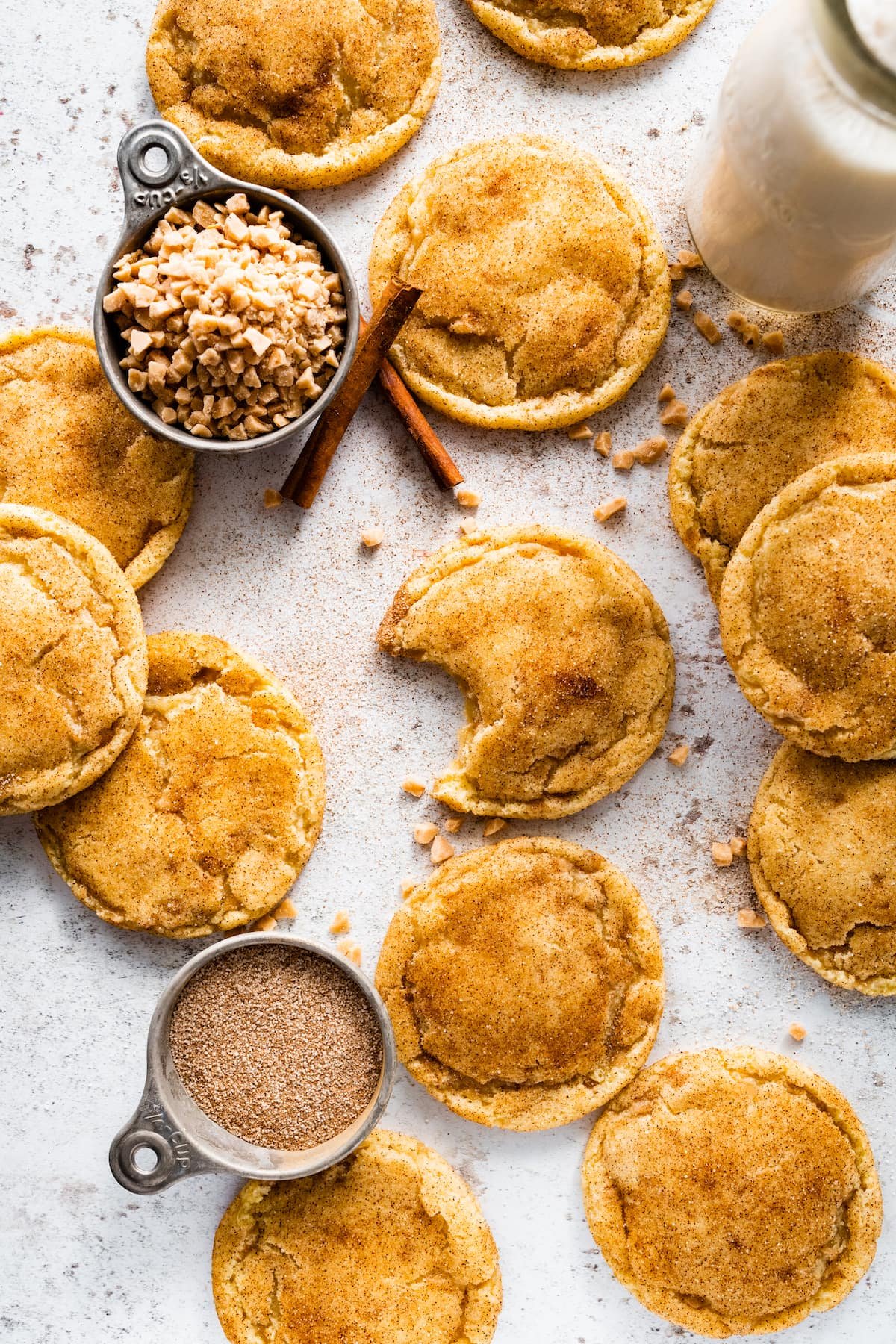 toffeedoodle cookies with toffee bits and cinnamon and sugar.