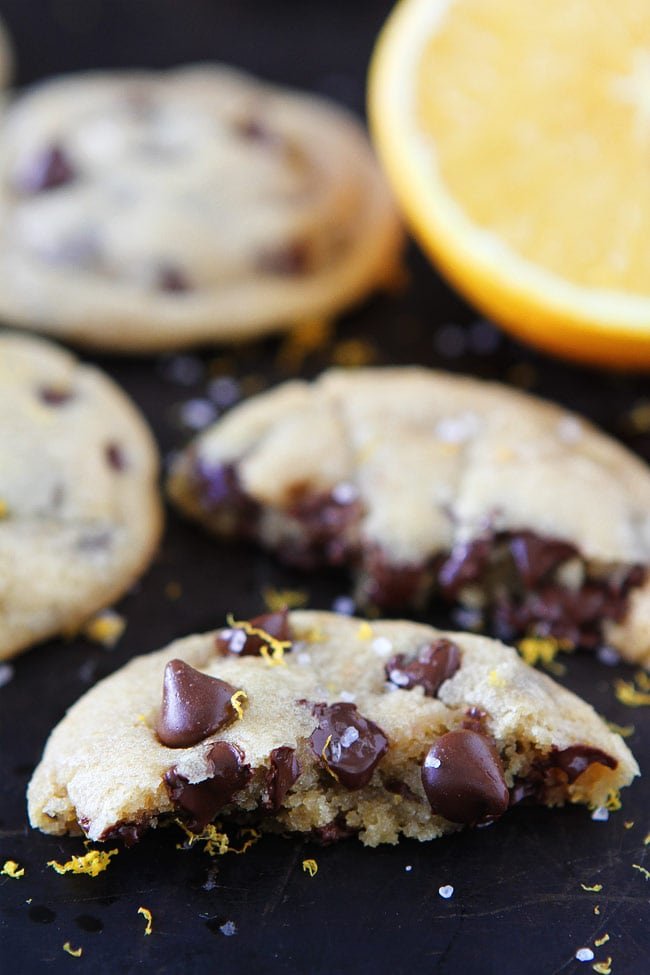 Orange Chocolate Chip Cookies Recipe on twopeasandtheirpod.com Soft and chewy chocolate chip cookies with a hint of orange! These cookies are delightful! Orange Chocolate Chip Cookies Recipe