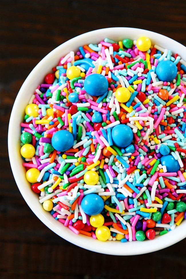 Funfetti Cake Recipe on twopeasandtheirpod.com Funfetti Sprinkles in Bowl