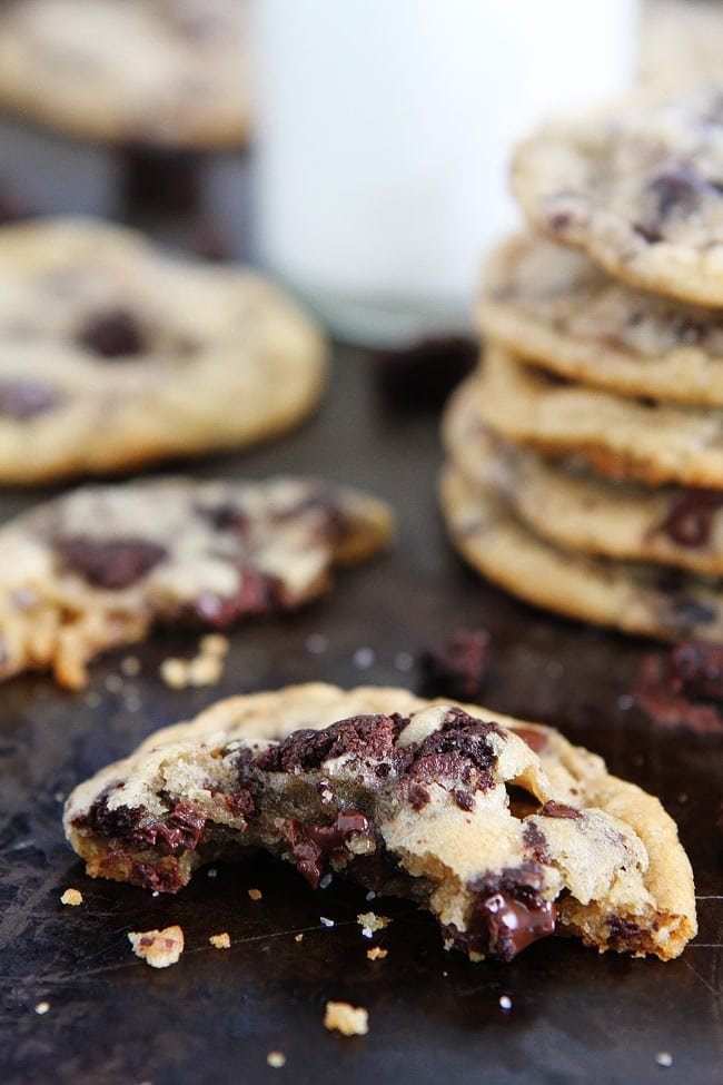 Chocolate Chip Brownie Cookies Recipe on twopeasandtheirpod.com Chocolate chip cookies with brownie chunks inside. Your favorite desserts in one treat! Chocolate Chip Brownie Cookies Recipe