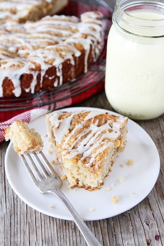 Eggnog White Chocolate Streusel Cake Recipe on twopeasandtheirpod.com Love this easy and festive cake! It's great for Christmas brunch or dessert! Eggnog White Chocolate Streusel Cake Recipe