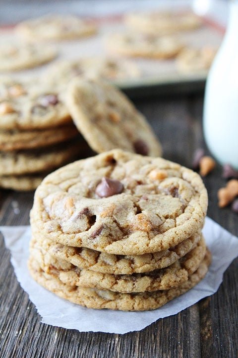 Butterscotch, Toffee, Chocolate Chip Cookie Recipe Butterscotch, Toffee, Chocolate Chip Cookie Recipe on twopeasandtheirpod.com. These cookies have it all! A MUST make!