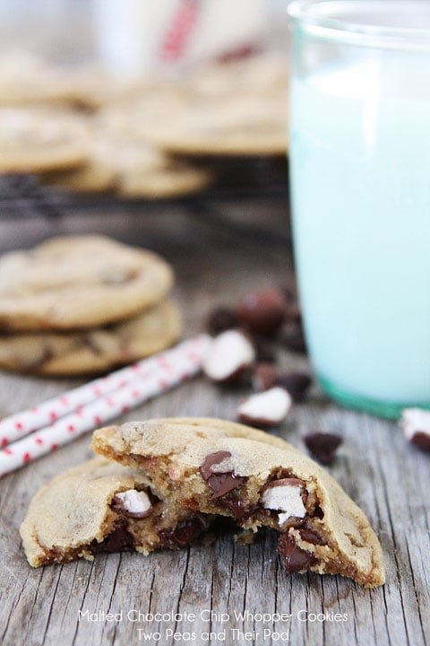 Malted Chocolate Chip Whopper Cookie Recipe on twopeasandtheirpod.com #recipe Malted Chocolate Chip Whopper Cookie Recipe on twopeasandtheirpod.com #recipe