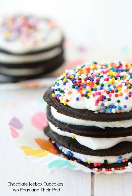 Chocolate Icebox Cupcakes from www.twopeasandtheirpod.com #recipe