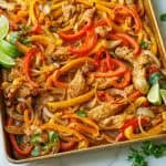 how to make sheet pan chicken fajitas with bell peppers, chicken and homemade fajita seasoning