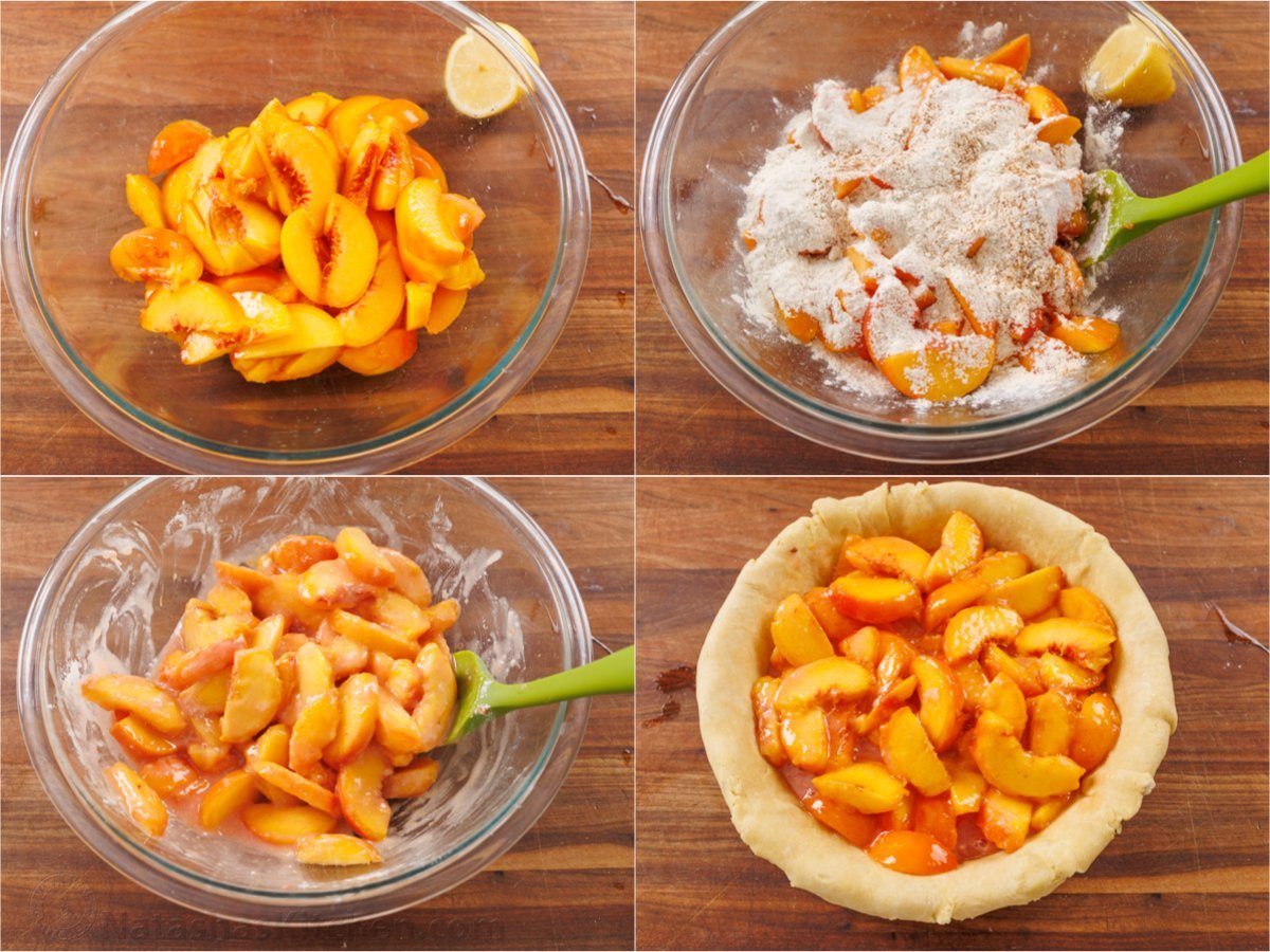 How to Make Peach Pie Filling step by step collage