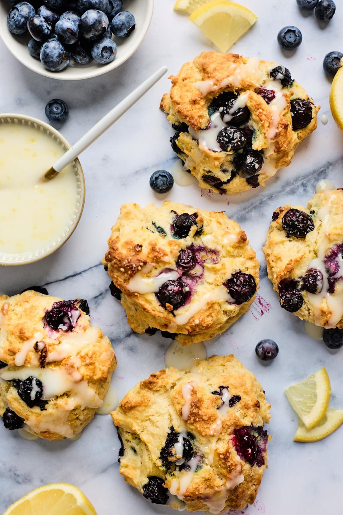 drop blueberry biscuits with lemon glaze.