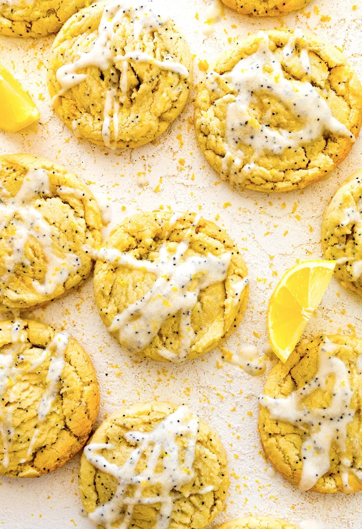 lemon poppy seed cookies with lemon glaze.