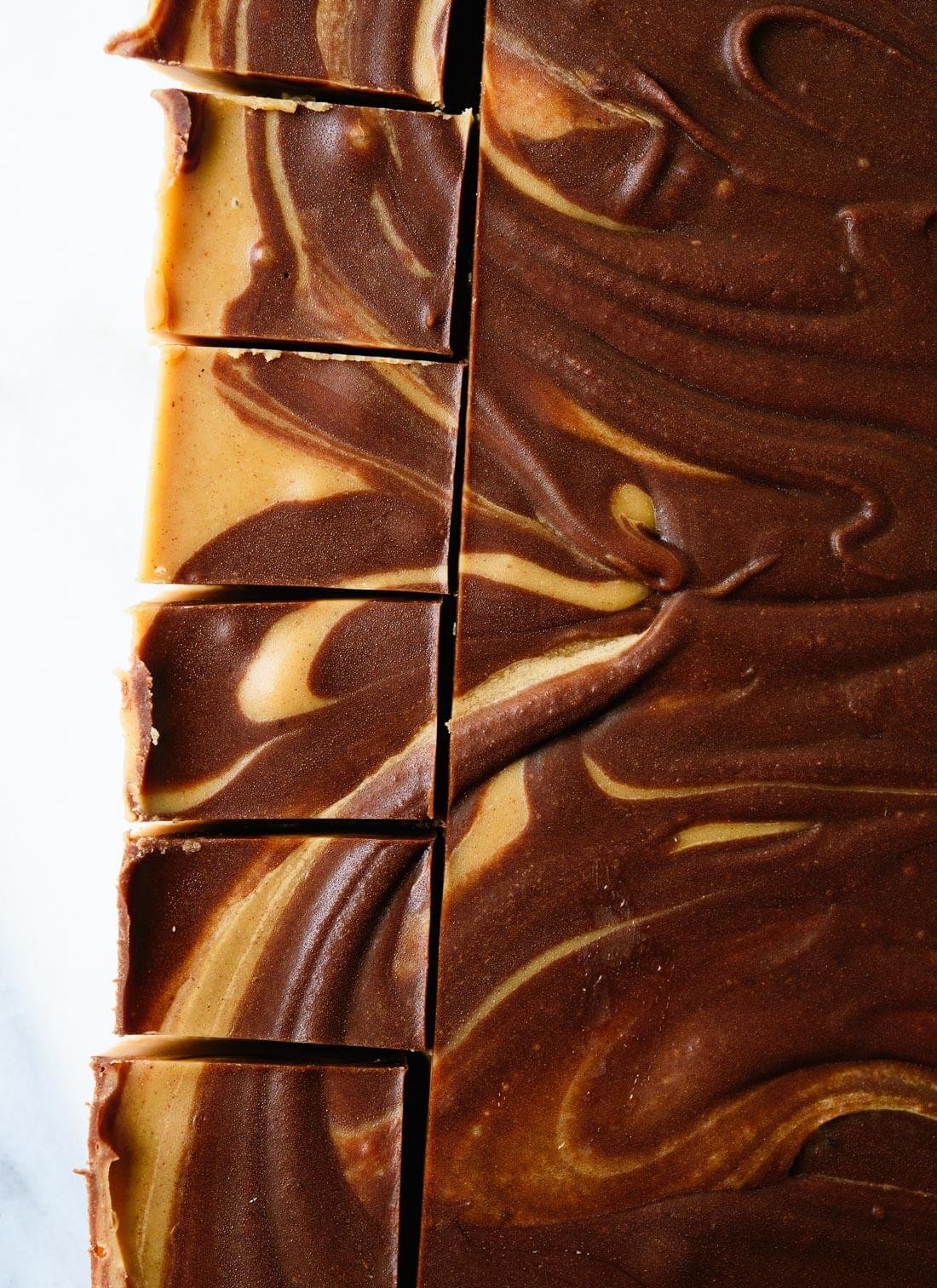 Healthier chocolate peanut butter freezer fudge (vegan, paleo, no cooking required!) - cookieandkate.com
