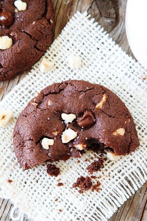 Double Chocolate Hazelnut Cookies with Sea Salt Recipe Double Chocolate Hazelnut Cookies with Sea Salt Recipe on twopeasandtheirpod.com Chocolate lovers will go crazy for these cookies!