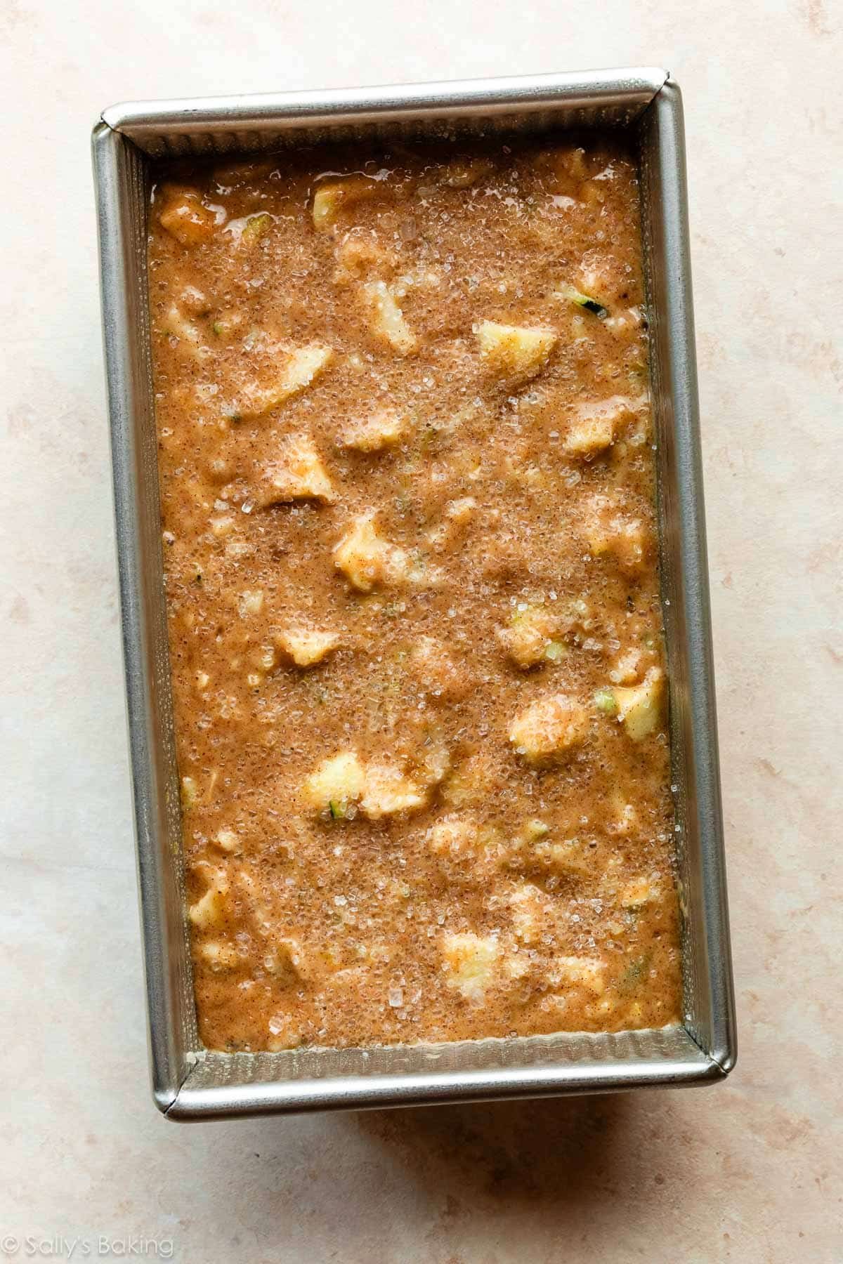 batter in loaf pan.