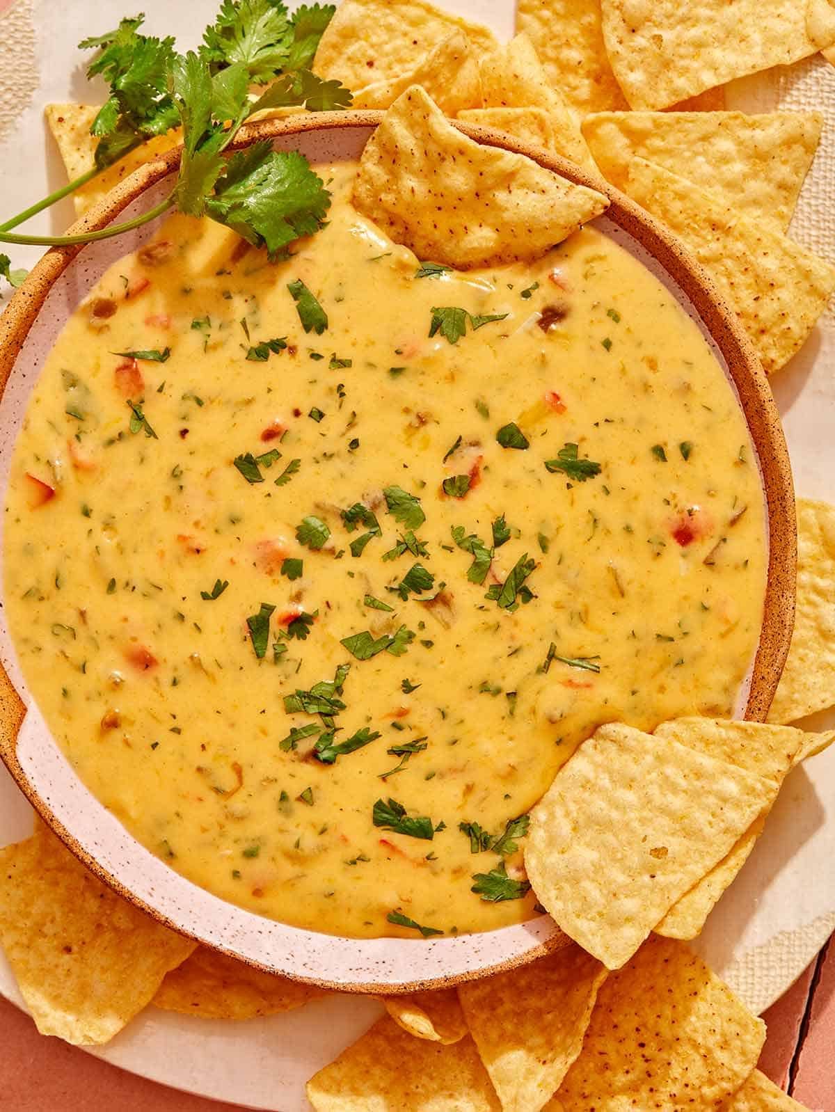Queso dip recipe in a bowl ready to be served.