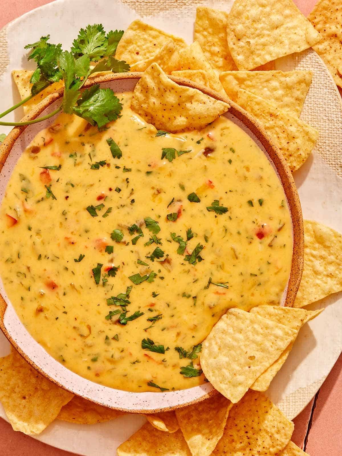 Queso dip recipe in a bowl ready to be served. 
