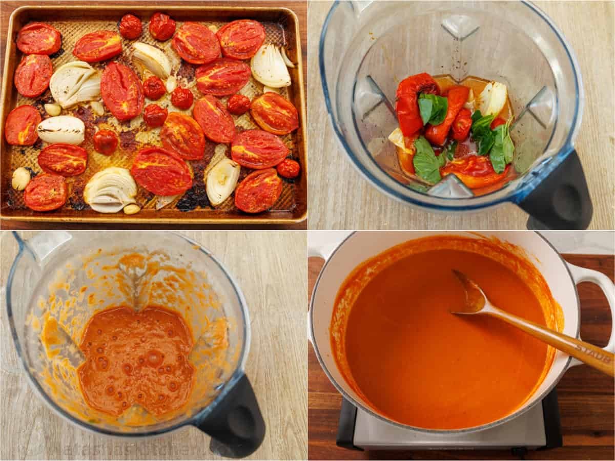 Step-by-step photos for how to roast tomatoes for easy Roast Tomato Soup