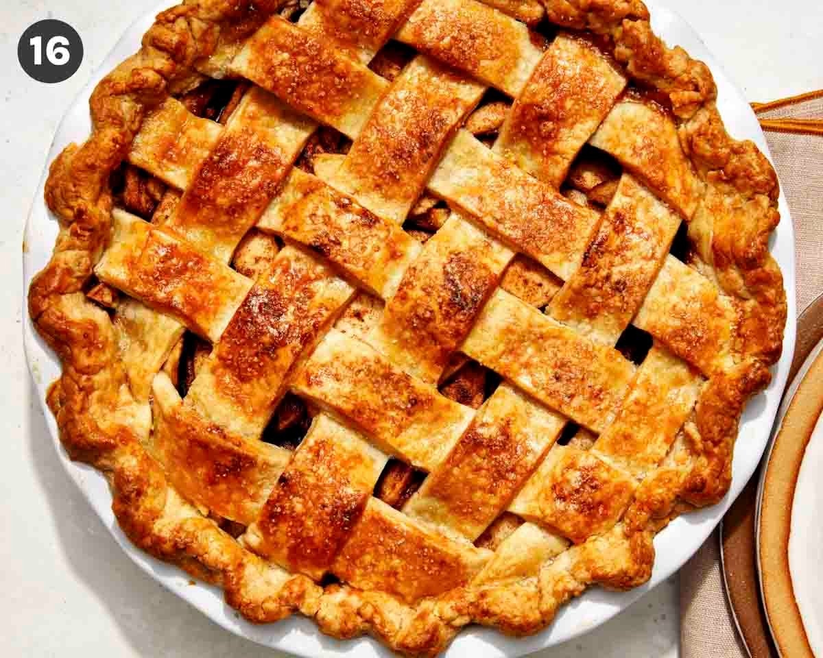 Apple pie with a cheddar crust freshly baked. 