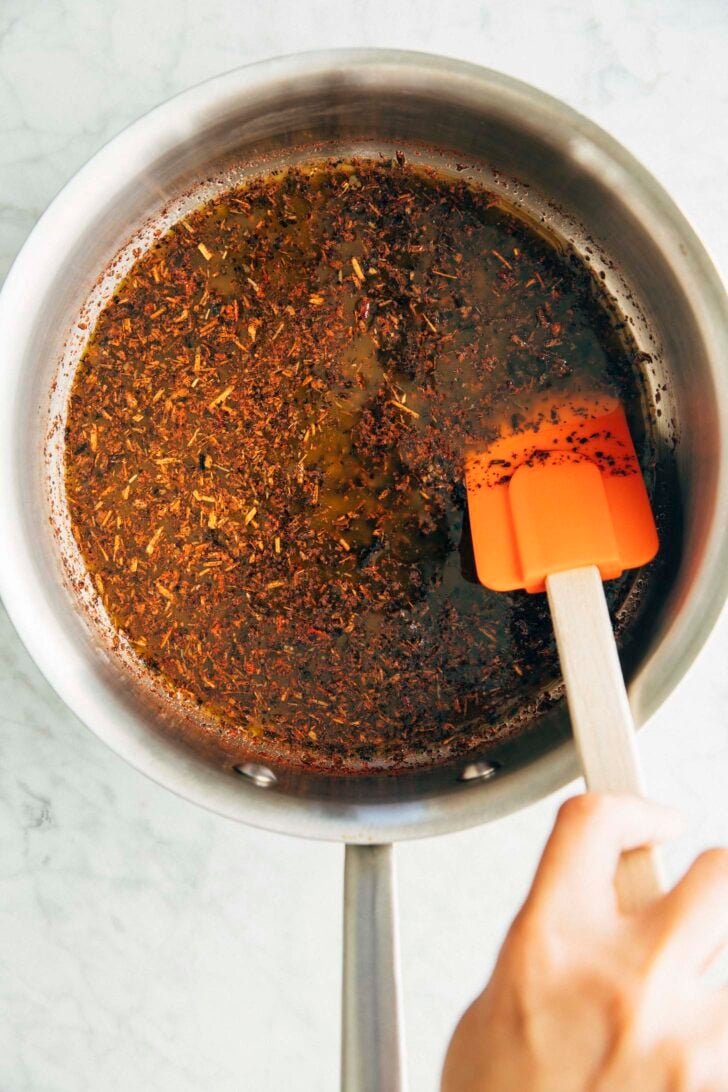 photo of Michelle from Hummingbird High showing the final texture and color of the melted Thai tea butter