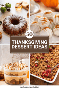 For thanksgiving dessert images in a collage. Text overlay includes post name.