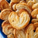 Heart-shaped Palmiers cookie on a tray of cookies