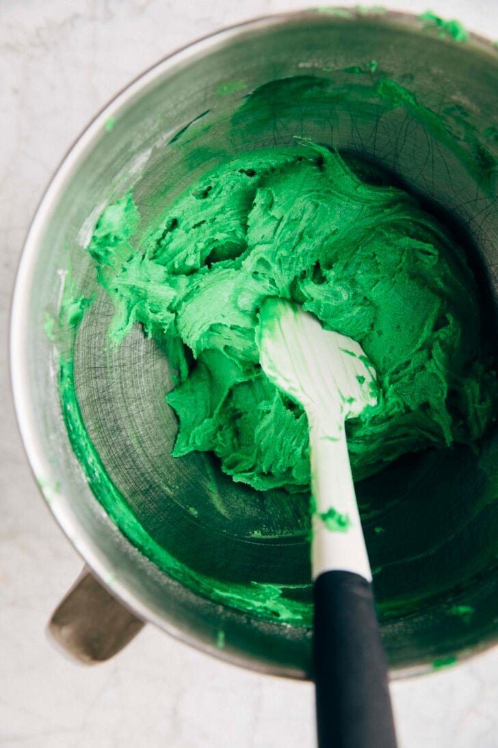 Photo of pandan cookie dough just after it's been mixed together