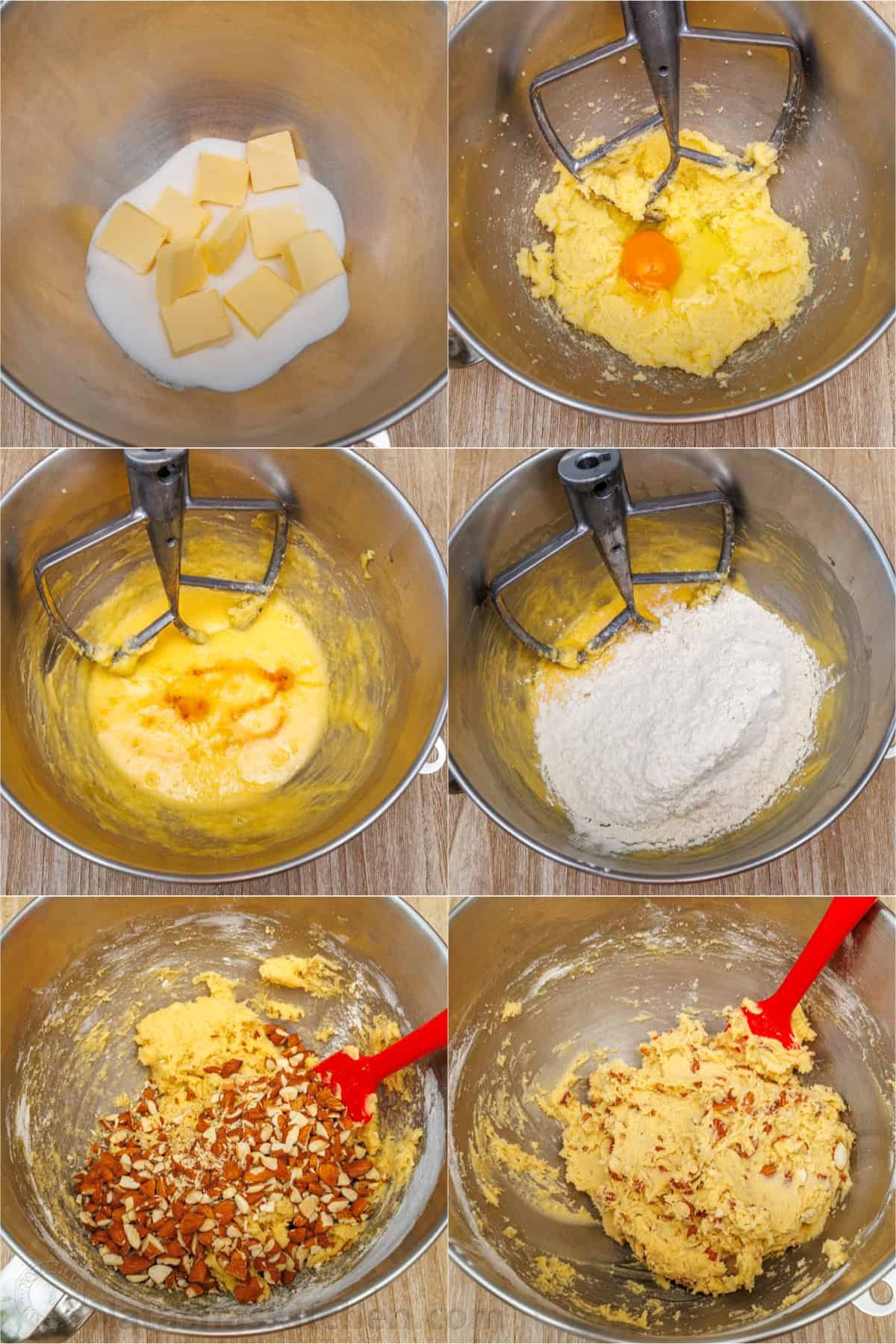 How to make cookie dough with almonds using a stand mixer
