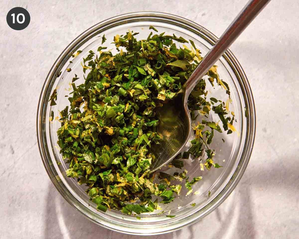 Gremolata mixed in a bowl.