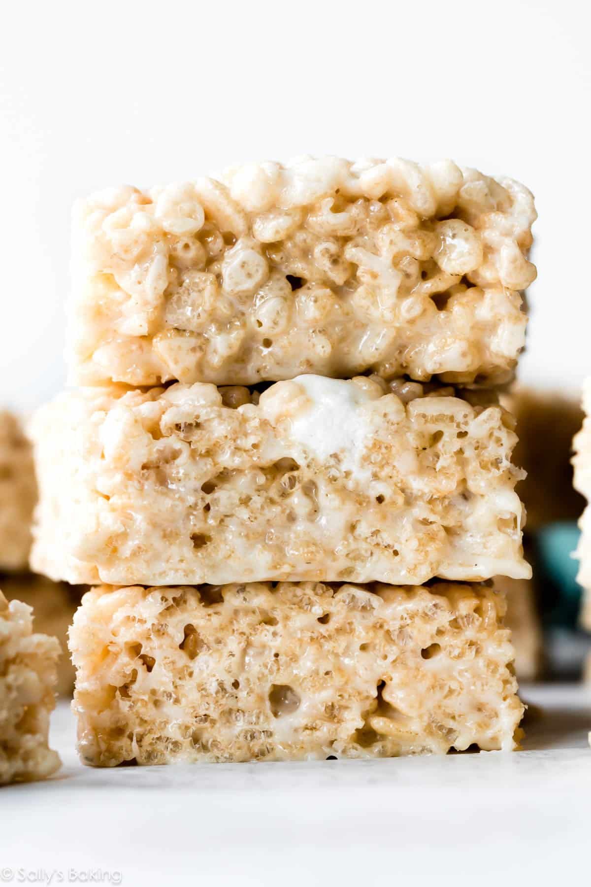 stack of rice krispie treats.