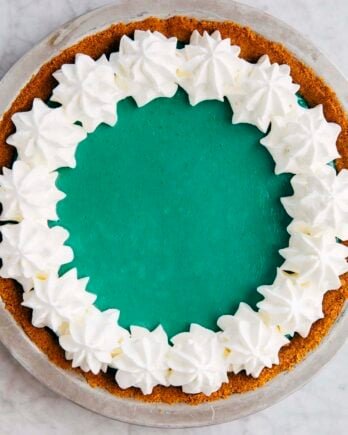 close up photo of homemade Mountain Dew Baja Blast pie