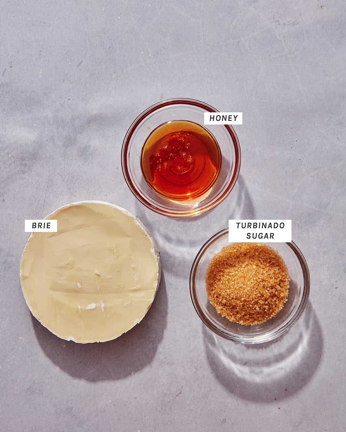 Ingredients for Honey Brûlée Brie.