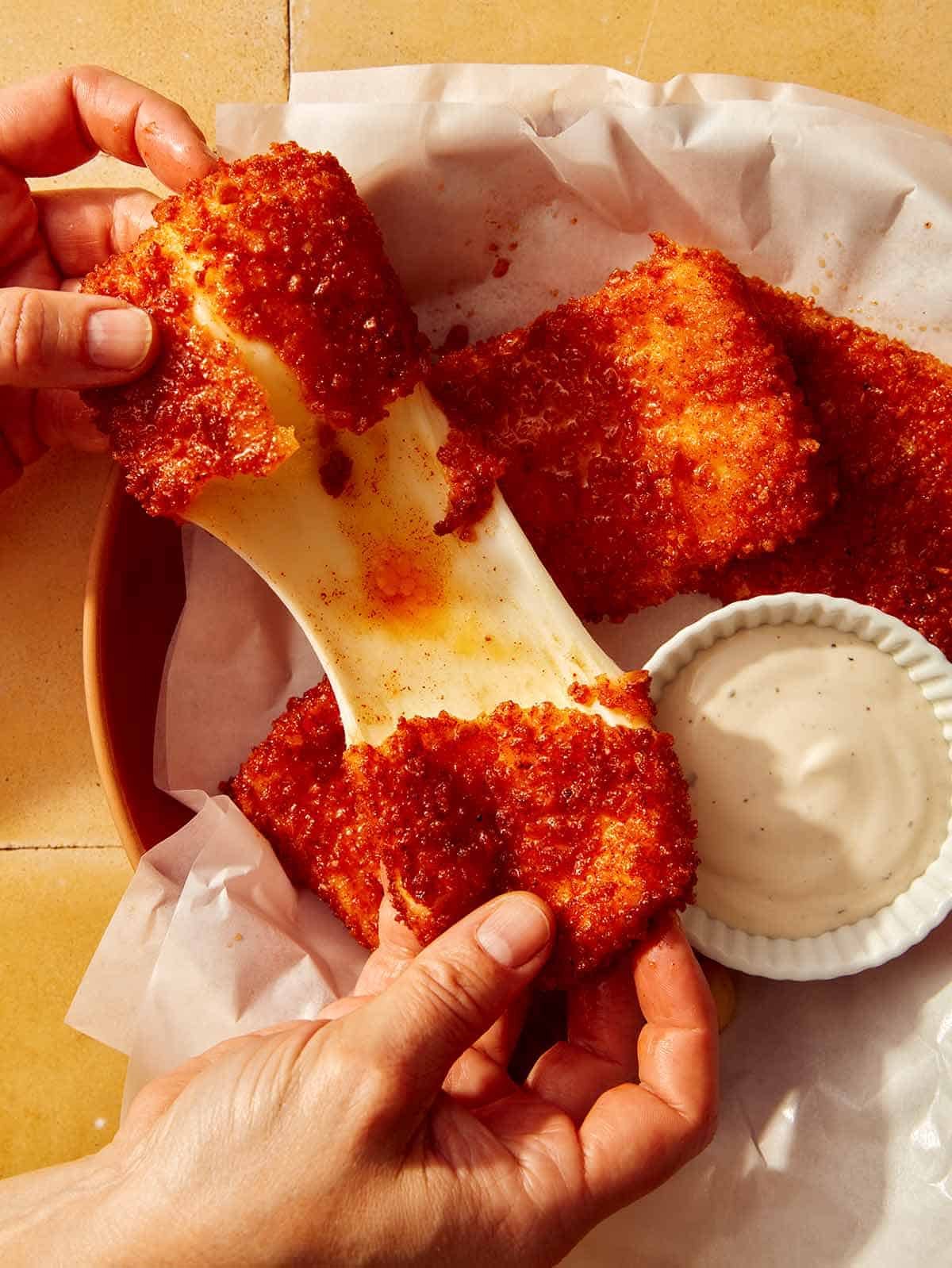 Chilis Mozzarella Sticks copy cat recipe with ranch on the side. 