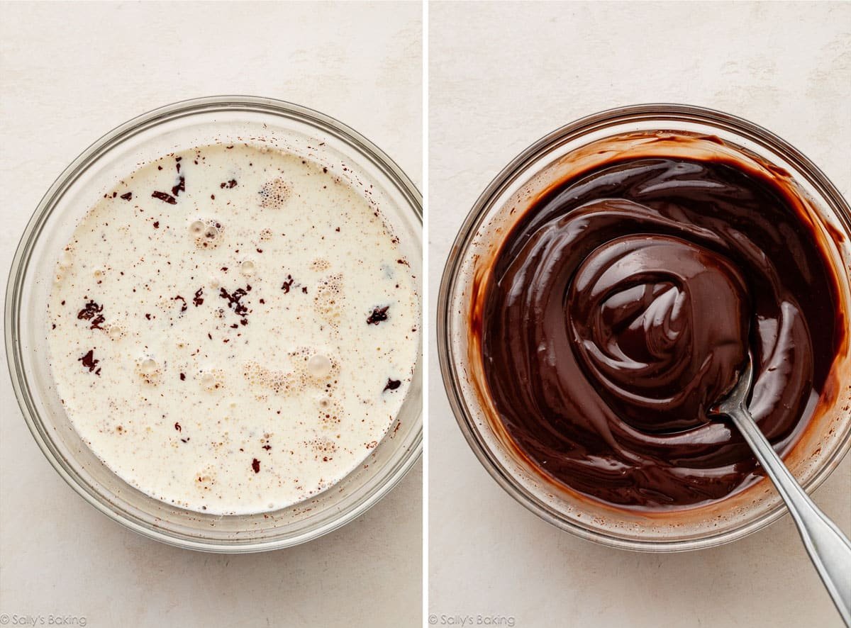 cream and chocolate mixture in bowls.