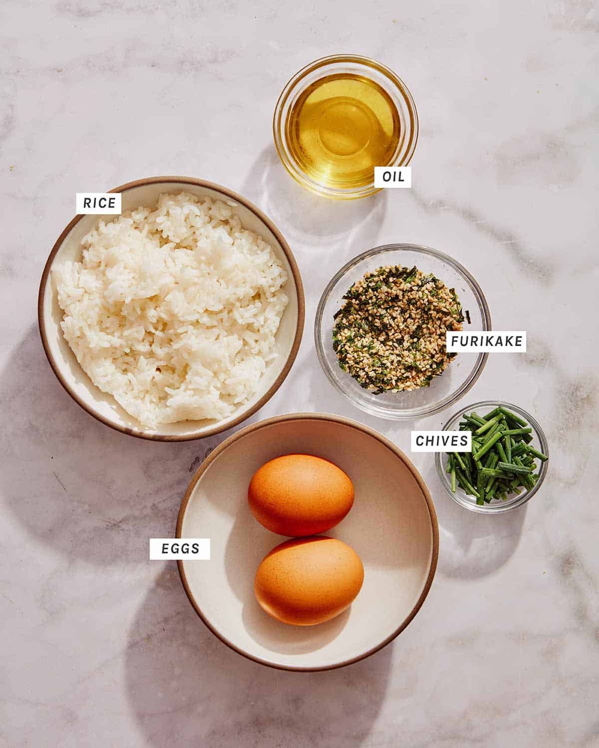 Ingredients to top Loco Moco.
