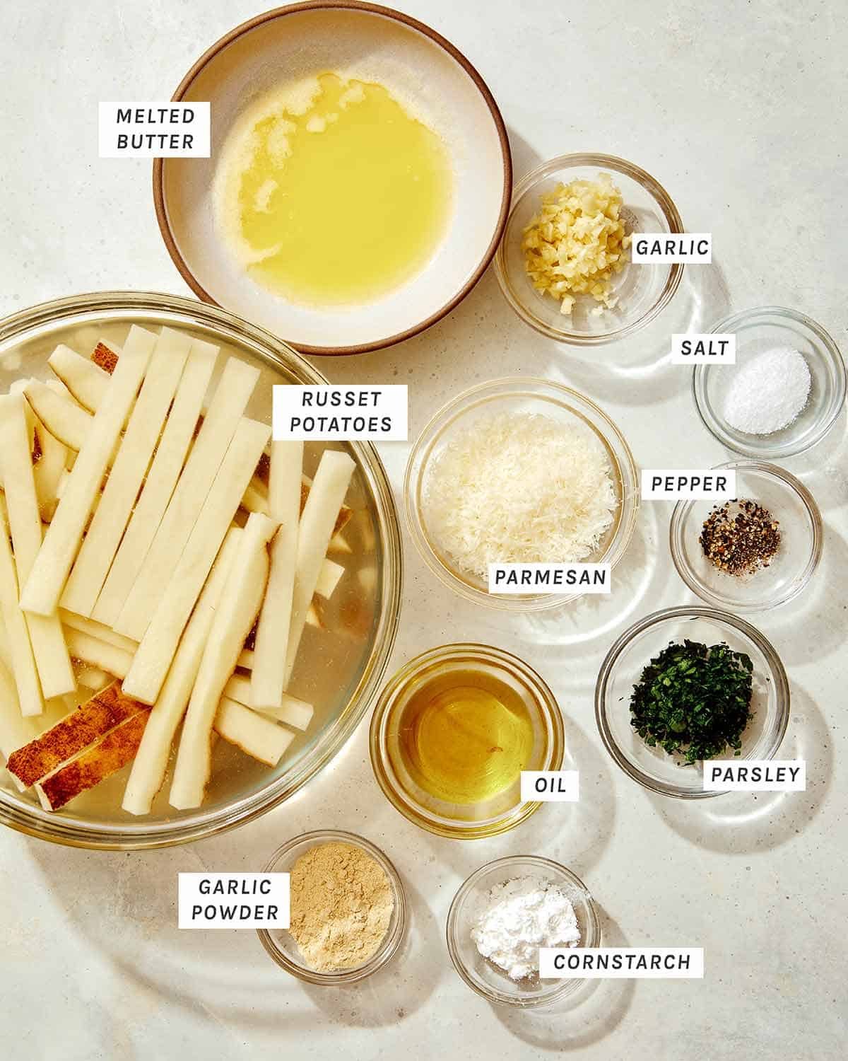 Air fryer french fries ingredients.