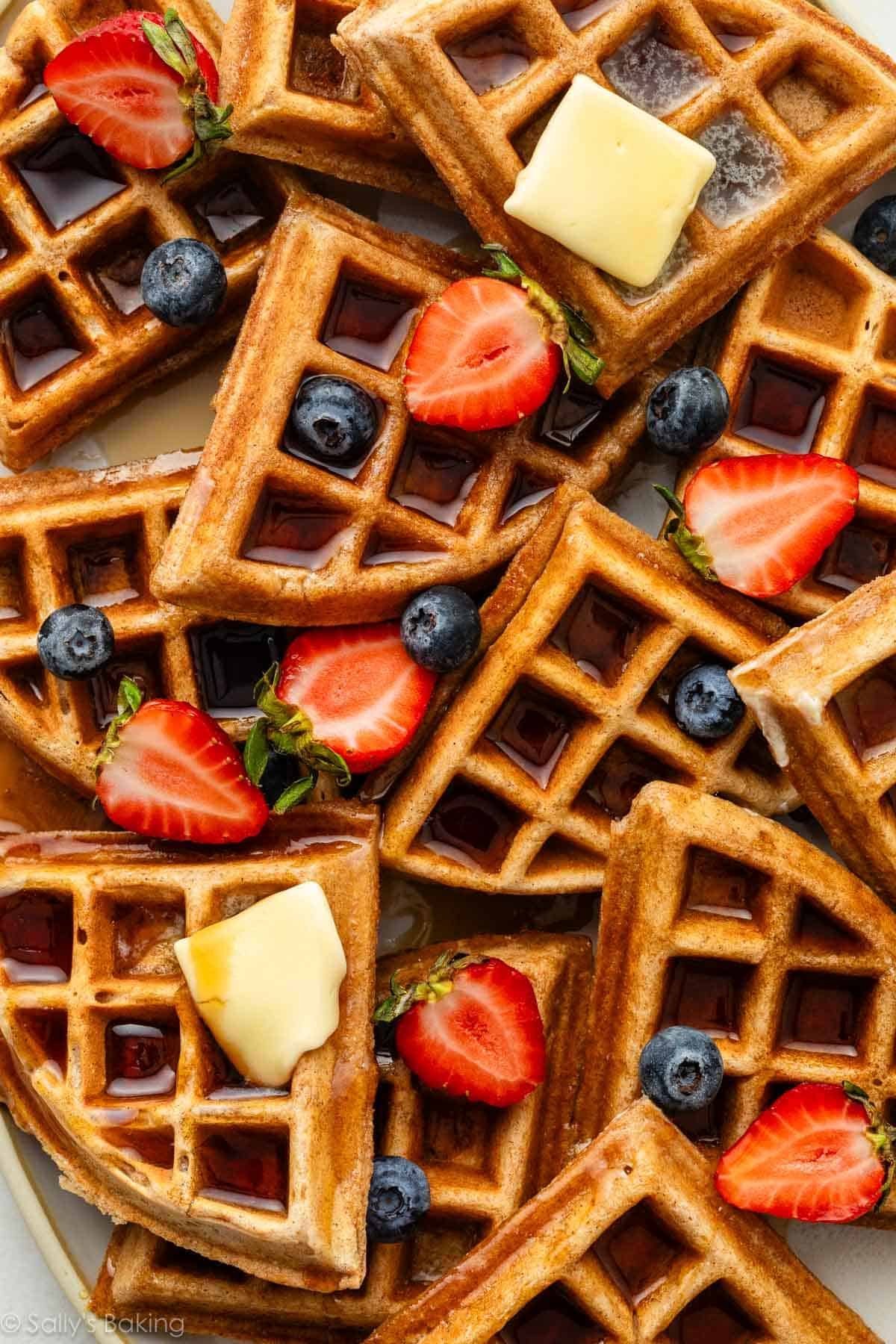 whole wheat waffles with berries.