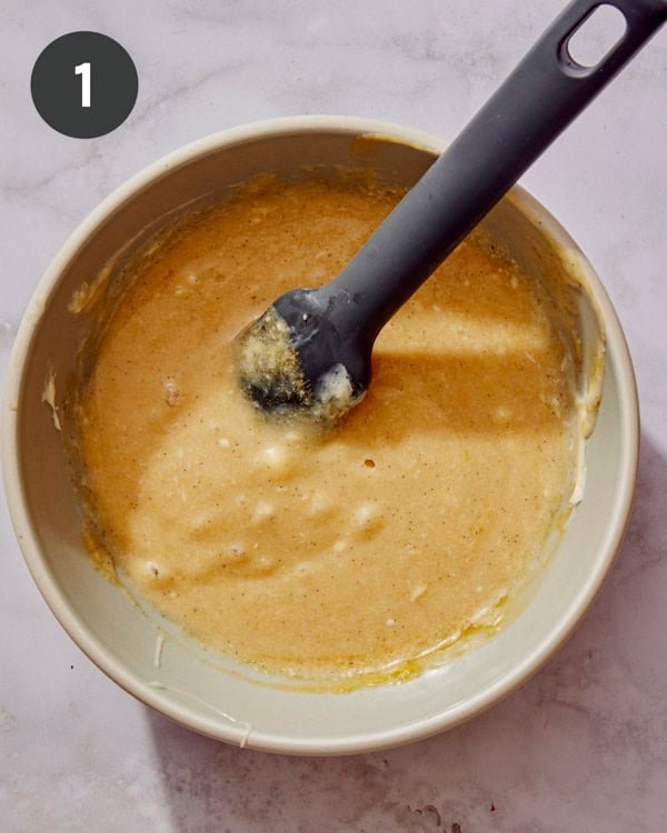 Honey toast custard mixed in a bowl.