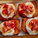 Brick toast up close on a platter.