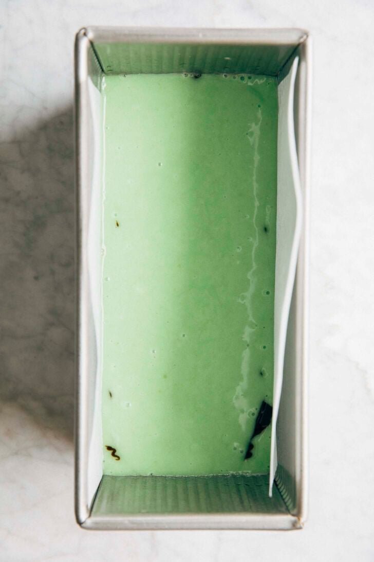 Photo of third pistachio layer in the chocolate pistachio loaf