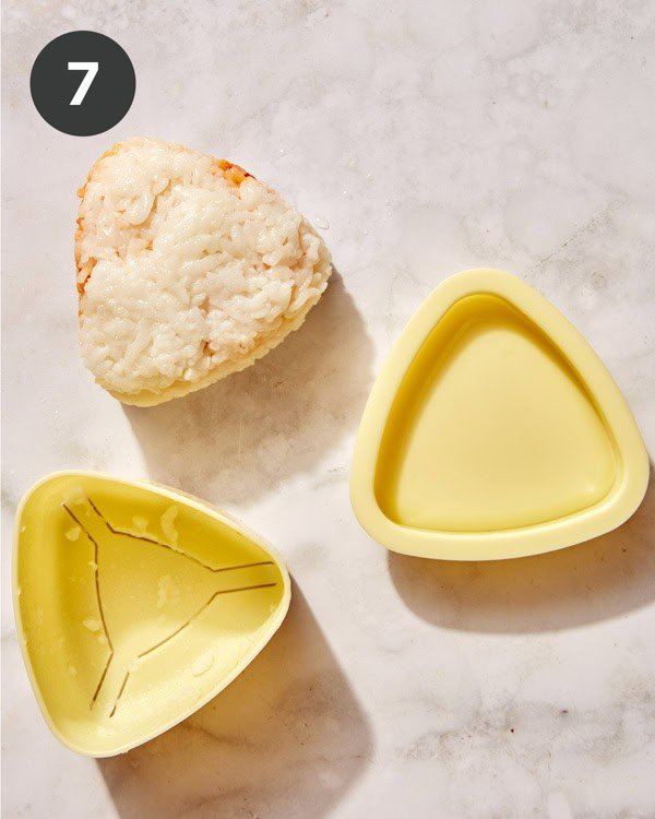 Tuna onigiri right out of a mold.