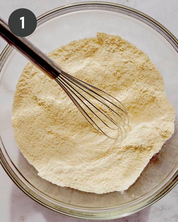 Dry ingredients mixed together to make corn casserole.