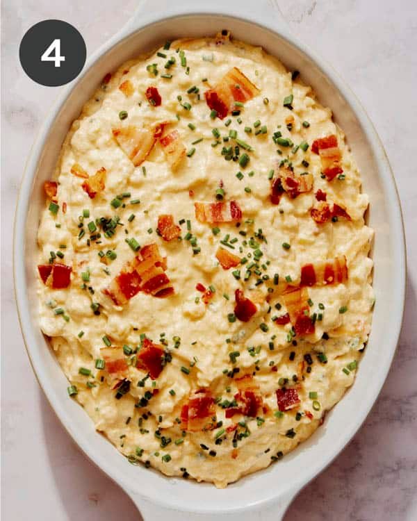 Corn casserole in a baking dish pre bake.